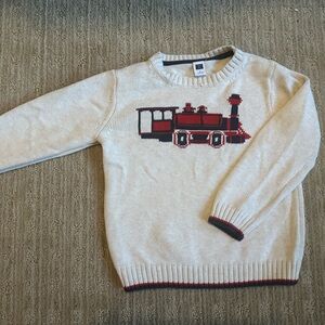 Janie and Jack Cream Sweater with Red Train Design
